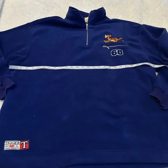 Disney Tiger Embroidered Unisex Fleece Jacket Blue XL Quarter Zip Long Sleeve - Picture 4 of 7